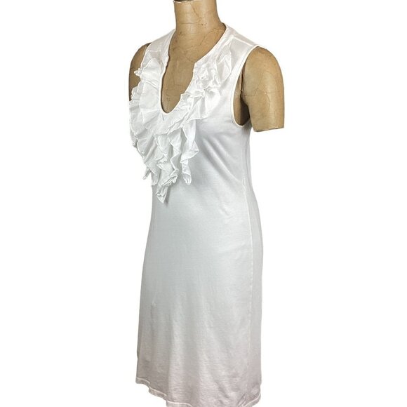 Velvet by Graham & Spencer White Sleeveless Cotton Dress Ruffle Neck Sz M 244F - Picture 4 of 8